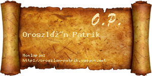 Oroszlán Patrik névjegykártya